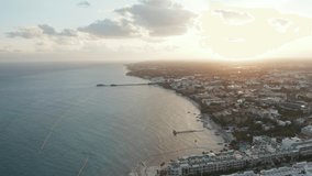 Circling Around Resort Town Near Cozumel, Mexico, at Sunset - 4k Aerial Video