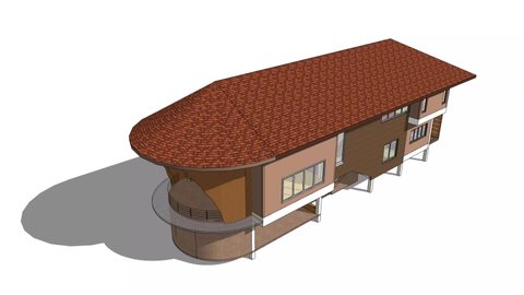 Simulation of exterior view for houses in tropical passive design with natural ventilation, orientation, daylight