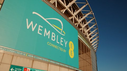 LONDON, circa 2019 - Close-up view of the Wembley Stadium in London, England, UK, home to the Euro 2020 Final
