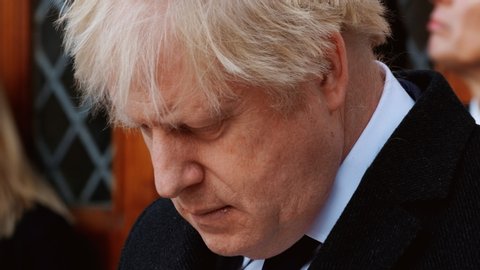 LONDON, December 2019 - Close-up of Boris Johnson, British Prime Minister, attending a ceremony in the City of London, England, UK