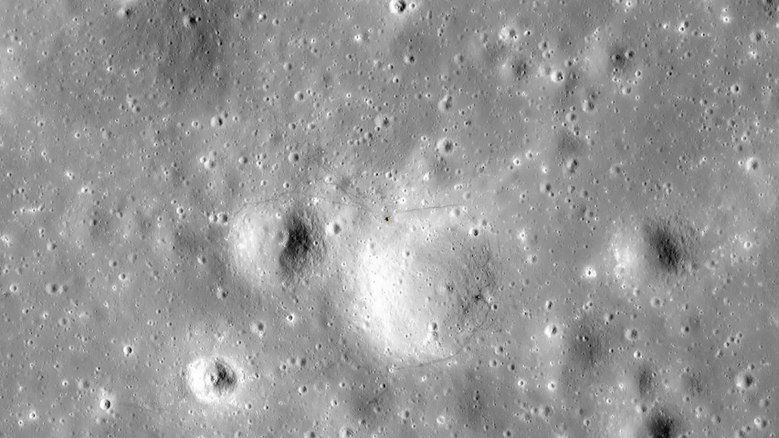 Graphic representation of The Apollo 12 Landing Site on the Moon. 3D illustration. Elements of this image furnished by NASA
