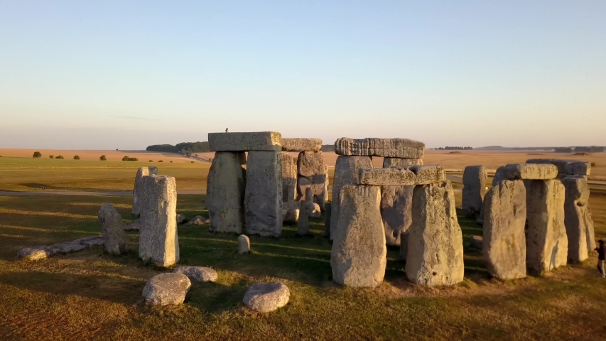 Stonehenge/England   Aerial video from Stonehenge , a famous landmark in England     taken by drone camera Royalty-Free Stock Footage #1042132294