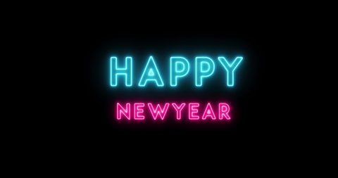 Happy New Year Neon Sign Stock Footage Video (100% Royalty-free