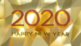2020 Happy New Year Loop 2 Red x Gold: happy new year greeting text. LED screen message in sparkling luxurious gold lettering and vibrant red. Social media video. New Year party. 4K