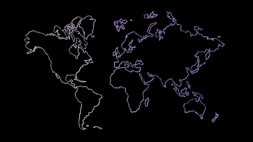 Outline World Map On Black Stock Footage Video 100 Royalty Free Shutterstock