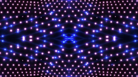 VJ Fractal color kaleidoscopic background. Background blue and violet motion with fractal design on black background. Disco spectrum lights concert spot bulb. Light Tunnel. Seamless loop. 4k