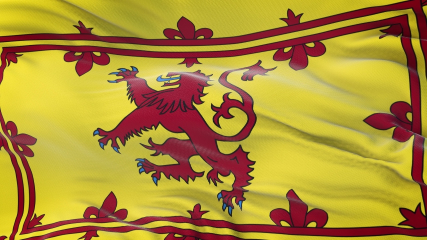The Royal Banner of Scotland Flag Flying at a Pier in the Firth of