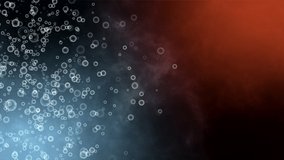 Abstract red and light blue background with motion of bubbles, looped animation