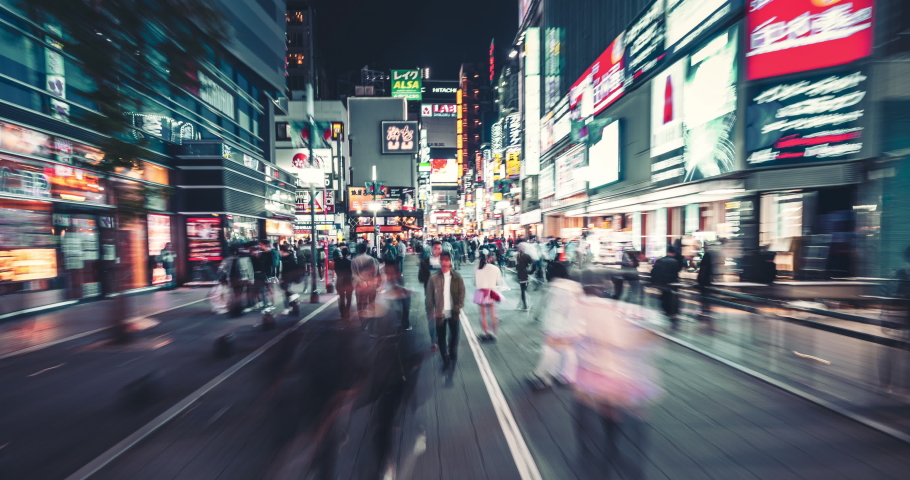 Hyperlapse of night market at Kabukicho in Shinjuku Tokyo. Japan