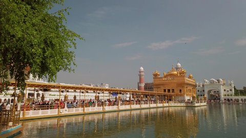 Amritsar, India - Circa October 2019. Beautiful view of Golden temple in Amritsar.