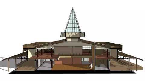 Simulation of interior section study for sun's shade in library renovation project 