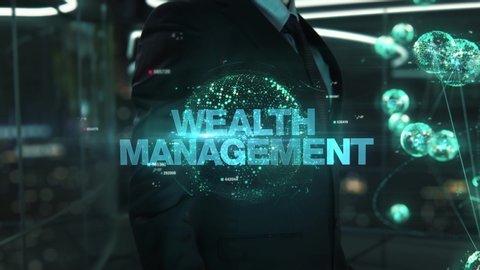 Businessman with Wealth Management hologram concept
