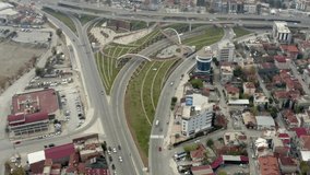 aerial view of denizli junction traffic road