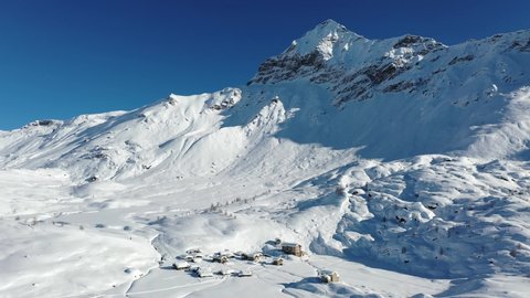 Winter landscape in Valtellina. 
Italian Alps, Prabello (Valmalenco)
