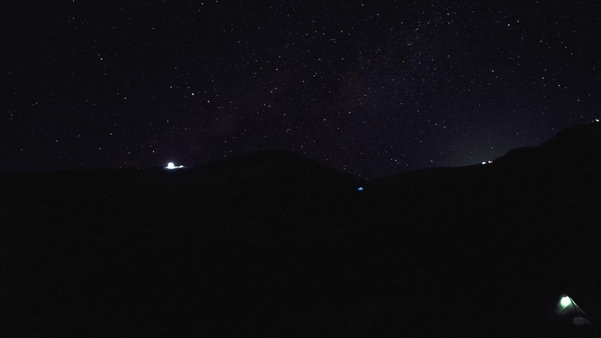 The Milky Way galaxy moving over the mountain range on a background