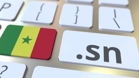 Senegalese domain .sn and flag of Senegal on the buttons on the computer keyboard. National internet related 3D animation - Powered by Shutterstock - Get 15% off with code: PIKWIZARD15
