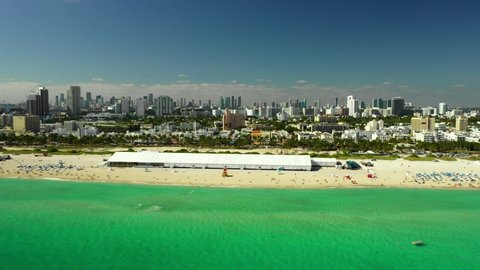 Miami Beach art basel tents on the sand circa December 2019