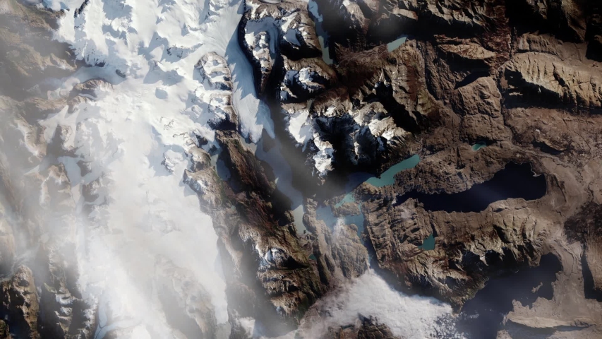 Southern Patagonian Ice Field from Space. Elements of this Video furnished by NASA.