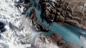 Southern Patagonian Ice Field from Space. Elements of this Video furnished by NASA.
