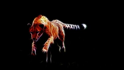 Cheetah Fractal Video 4K 3840x2160, slow motion, cheetah running,  fractal video, cheetah attack