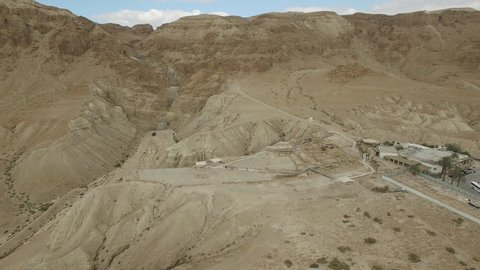 Aerial of Qumran archaeological site. Israel. 