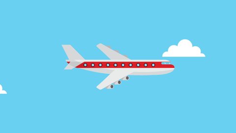 airplane flying transport icon ,4k video animation