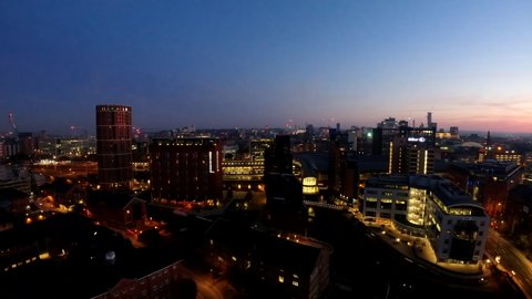 Sunrise Time Lapse over Leeds City Centre from High Vantage Point