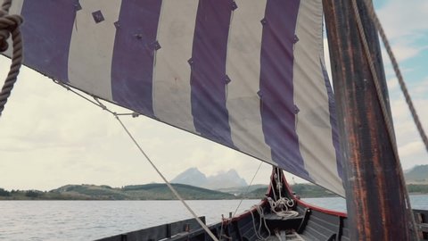 Viking village in Norway. viking boat drakkar