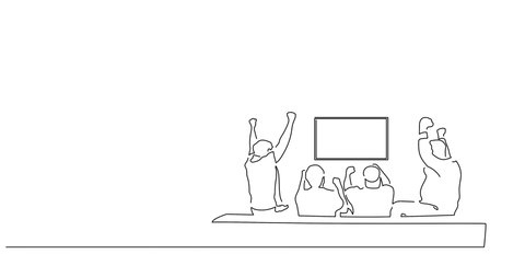 People watching tv isolated line drawing, vector illustration design.