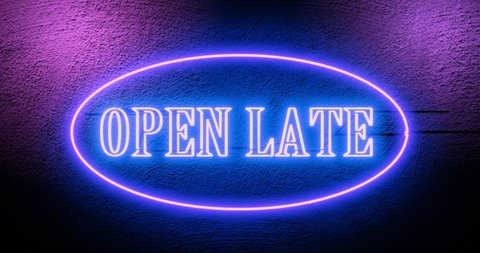 Open late sign means 24-hour service always open around the clock. Help desk or commercial area for support and assistance - 4k