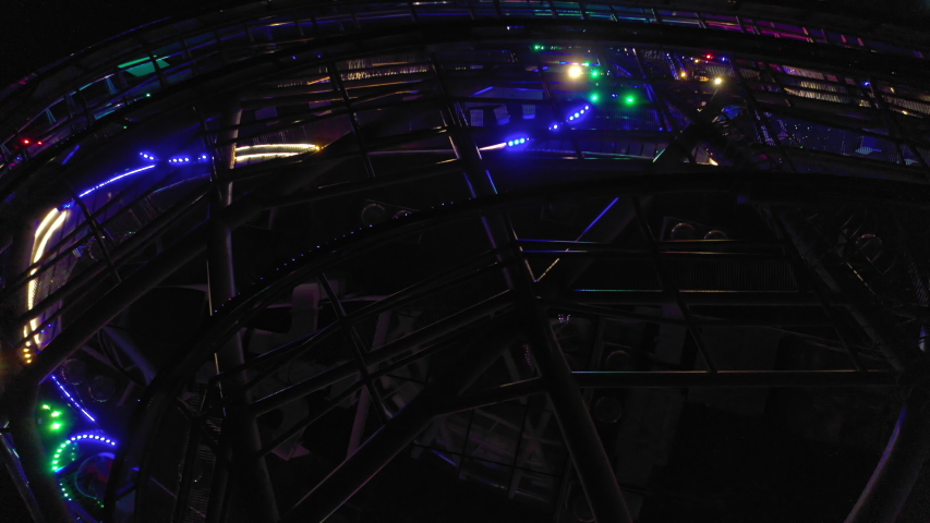 night illuminated sanya city bay famous hotel resort top bar aerial panorama 4k hainan china