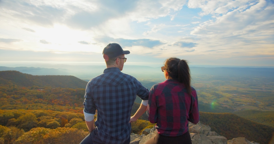 Couple Hiking the Top of Shenandoah National Park, Slow Motion
