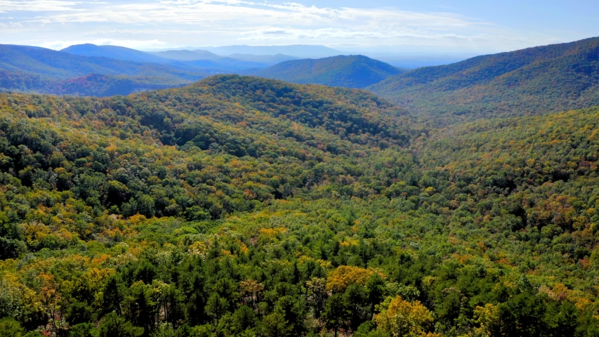 Aerial Drone Above Forests of Shenandoah National Park Virginia