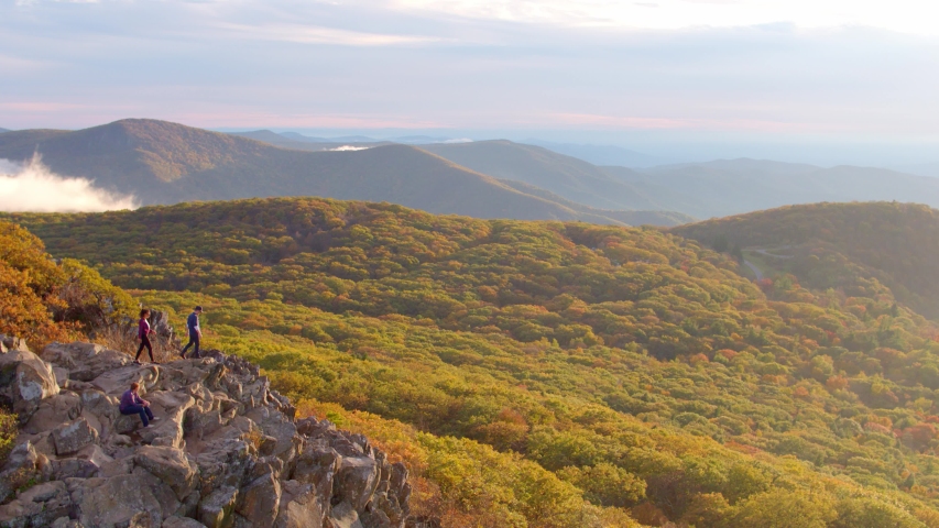 4K Aerial Drone, Shenandoah National Park Virginia at Sunset