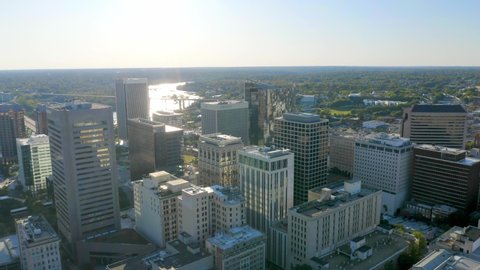 Downtown Richmond Virginia Skyline, Buildings, Aerial Drone