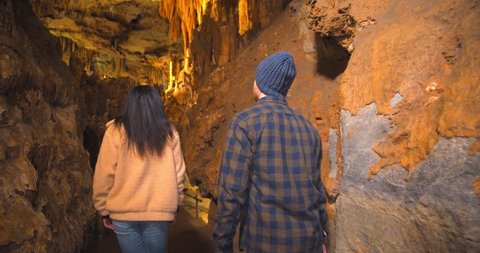 Following Couple Inside the Luray Caverns, Cave Tour