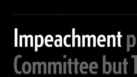 Cluj-Napoca, Romania - December 6, 2019: Zoom out - Impeachment in the news titles across international media. Impeachment concept. Impeachment illustrative editorial. Donald Trump Impeachment