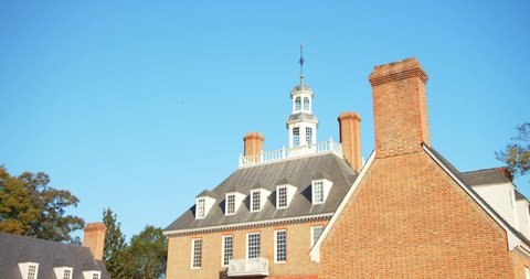 Williamsburg, Virginia / USA - November 17, 2019: The Colonial Williamsburg Governor's Palace, Establishing 4K Shot