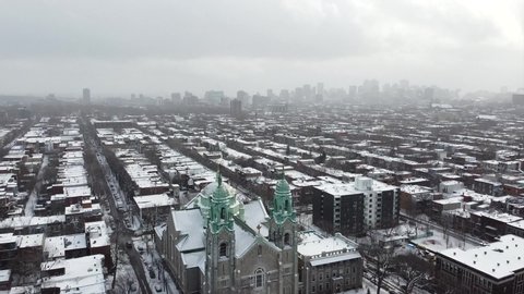 Aerial view of Montreal Plateau Mont-Royal church