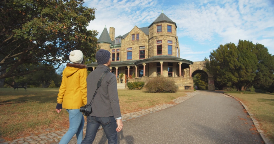 Couple Walking Up To Maymont Mansion, Tourist Destination Virginia
