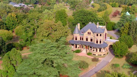 Aerial Drone Shot, Maymont Mansion at Sunset, Richmond Virginia