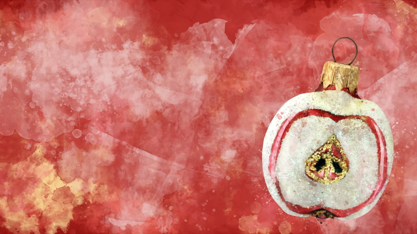 Watercolor Christmas decoration half apple on the background of colored blots. - Powered by Shutterstock - Get 15% off with code: PIKWIZARD15