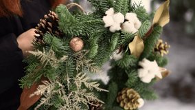 Close up of Christmas wreath outside. Decoration for holiday season - Powered by Shutterstock - Get 15% off with code: PIKWIZARD15