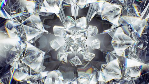 kaleidoscope rotate of Gemstone or shiny diamond texture. 3d render, 3d animation