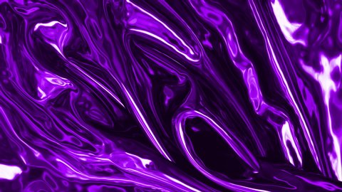 Abstract 3D Oil Liquid Purple Cloth Simulation with Waves and Nice Reflection. 4k Render Background Footage. 
