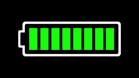 Battery Charging with green bars on black background