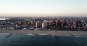 Aerial view drone Coney Island footage 