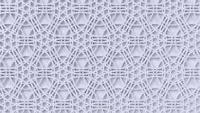 Looping geometric pattern. White 3d motif.