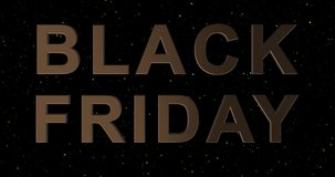 Black Friday advertisement with golden sign and black balloons, background 4k animation seamless loop