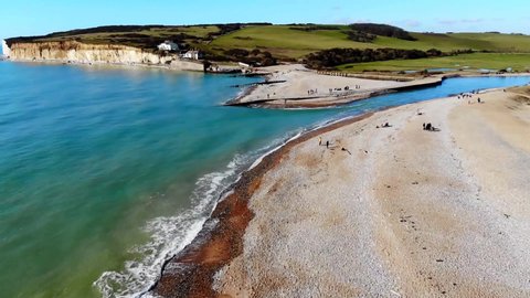 East Sussex/England   Aerial video from Cuckmere Valley , a English civil parish     taken by drone camera